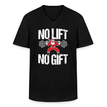 Merry Christmas Xmas No Lift Geen cadeau Fitness - Klassiek mannen T-shirt met V-hals - zwart - Voor - AI Model Male 178 dark (178cm)