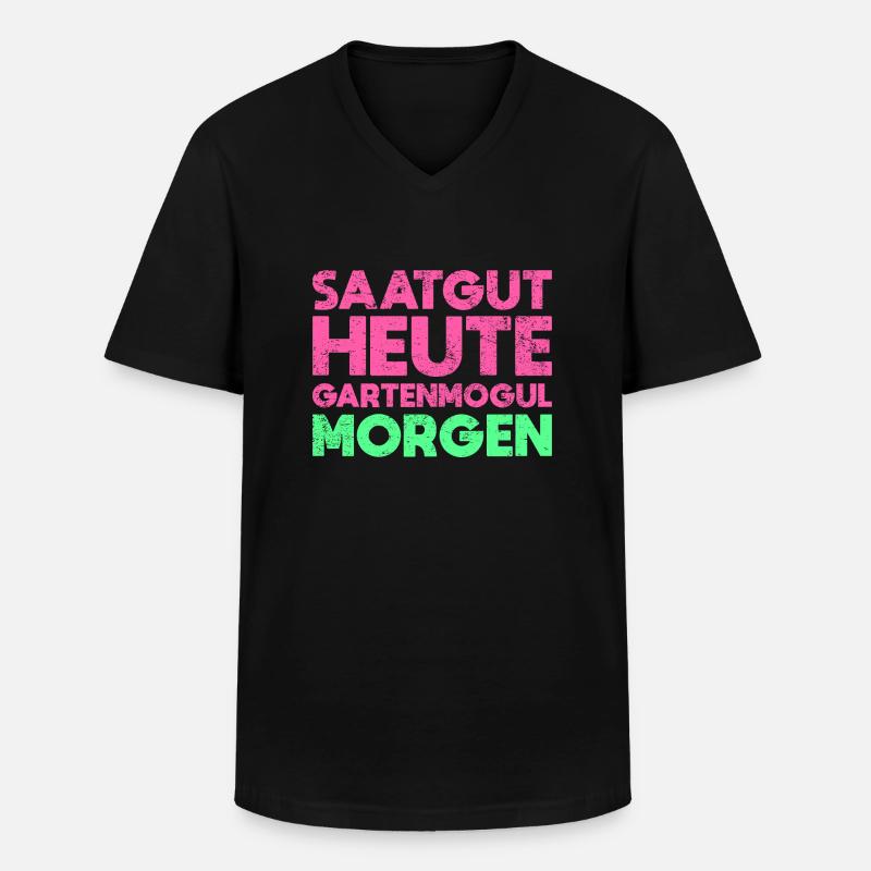 Saatgut Heute, Gartenmogul Morgen - Männer-T-Shirt mit V-Ausschnitt - Schwarz