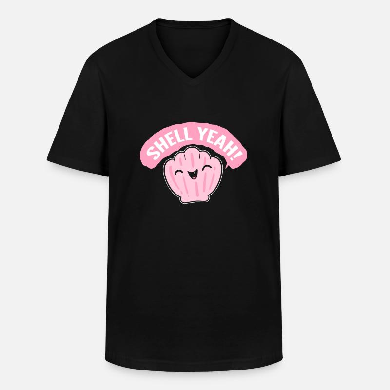 Shell Yeah! Strandliebhaber - Männer-T-Shirt mit V-Ausschnitt - Schwarz