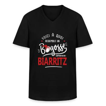rugby Biarritz bogosse sport rugby biarritz - T-shirt col V Homme - noir - Devant - AI Model Male 178 dark (178cm)