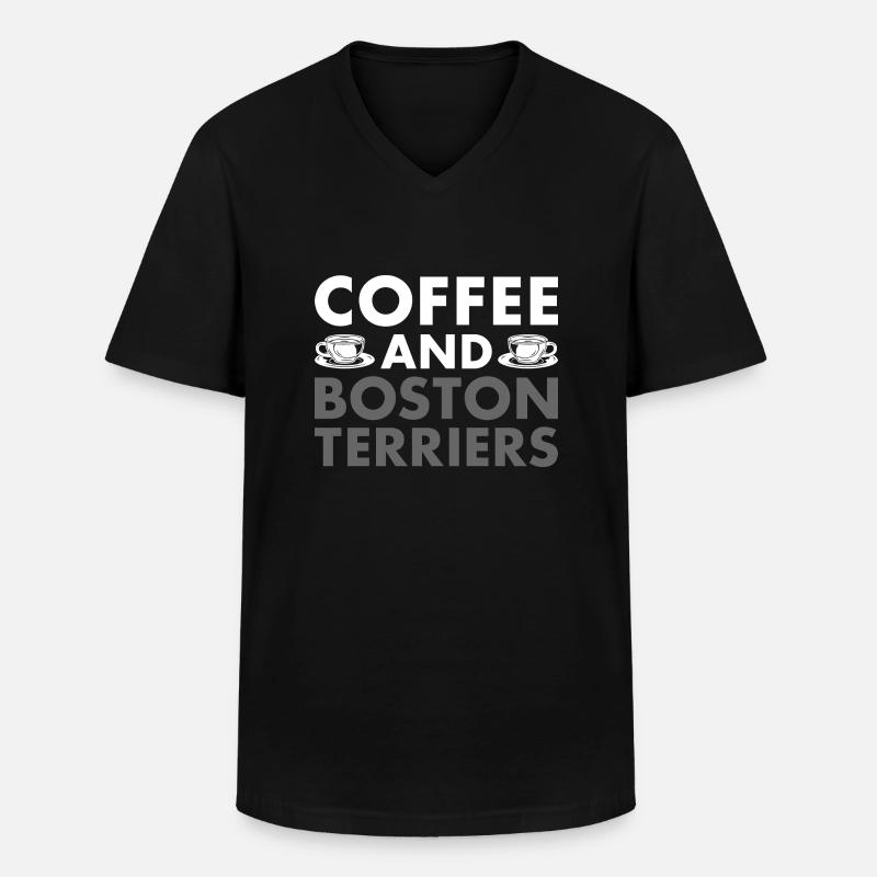 Coffee And Boston Terrier - Männer-T-Shirt mit V-Ausschnitt - Schwarz