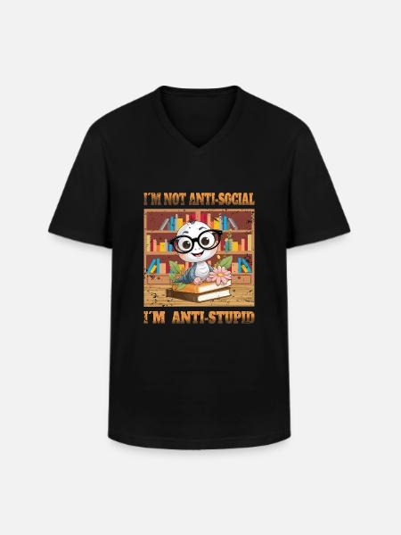 Smart Worm - Men's V-Neck T-Shirt - black