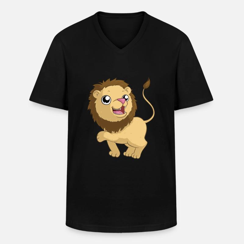 Comic Löwe - Männer-T-Shirt mit V-Ausschnitt - Schwarz