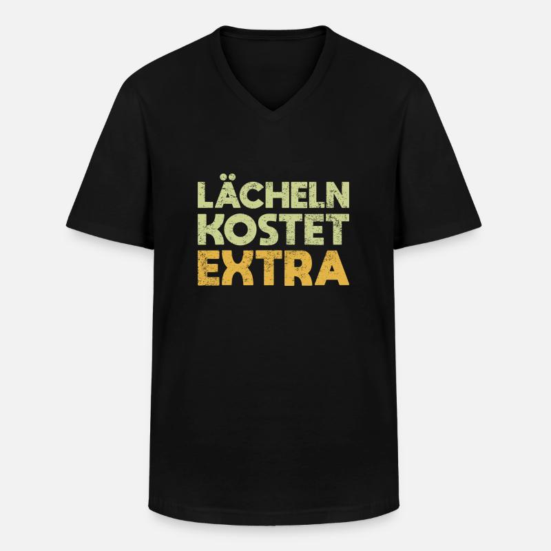 Lächeln Kostet Extra - Männer-T-Shirt mit V-Ausschnitt - Schwarz