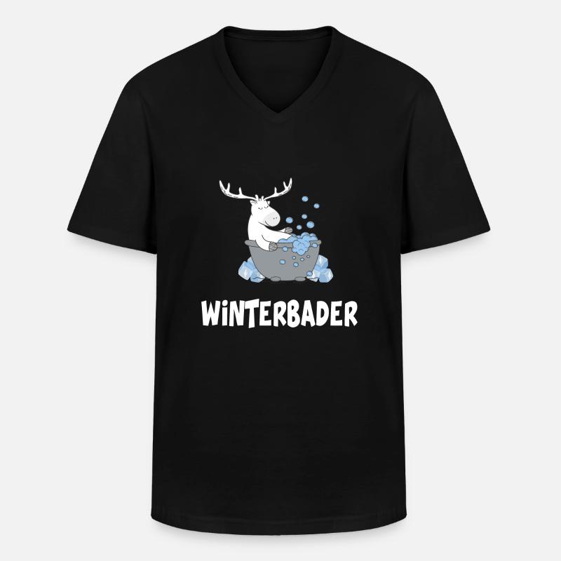 Winterbader eisschwimmen Eisbad Eisbader - Männer-T-Shirt mit V-Ausschnitt - Schwarz