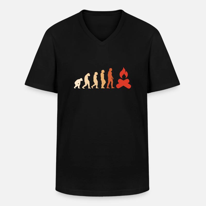 Camper Evolution Camping - Men's V-Neck T-Shirt - black