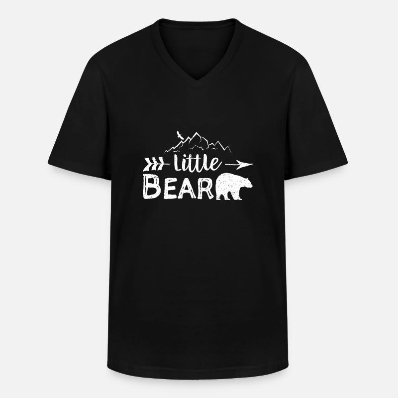 Little Bear - Camping - Männer-T-Shirt mit V-Ausschnitt - Schwarz