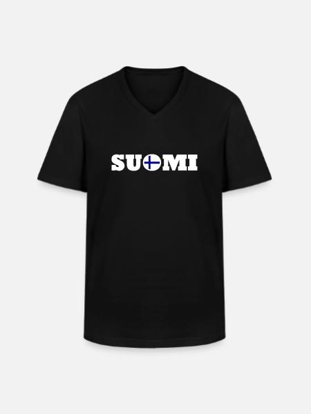 Suomi - T-shirt col V Homme - noir