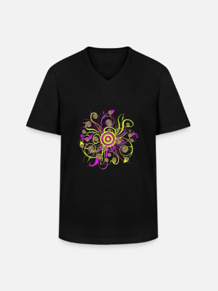 psychedelic flower - Männer-T-Shirt mit V-Ausschnitt - Schwarz