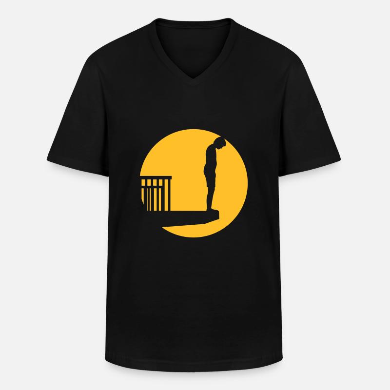 Schwimmbad Sprungturm Junge - Männer-T-Shirt mit V-Ausschnitt - Schwarz