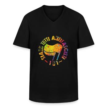 Siamo Tutti Antifascisti 161 Antifa Flags - Männer-T-Shirt mit V-Ausschnitt - Schwarz - Vorne - AI Model Male 178 dark (178cm)