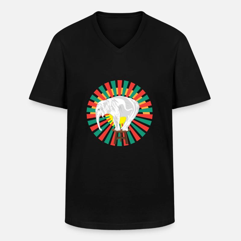 Weißer Elefant im Zirkus - Männer-T-Shirt mit V-Ausschnitt - Schwarz