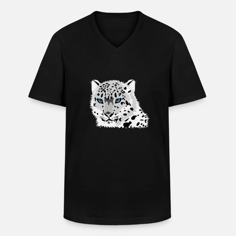 Schneeleopard - Männer-T-Shirt mit V-Ausschnitt - Schwarz