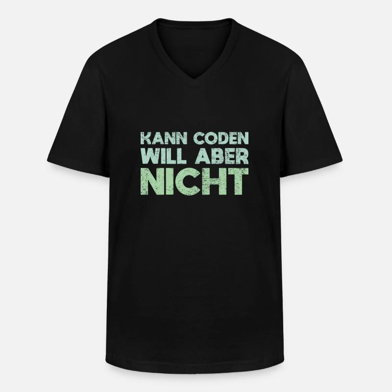 Kann Coden, Will Aber Nicht - Männer-T-Shirt mit V-Ausschnitt - Schwarz