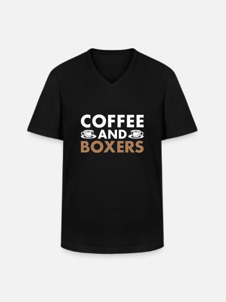 Coffee And Boxer - Men's V-Neck T-Shirt - black