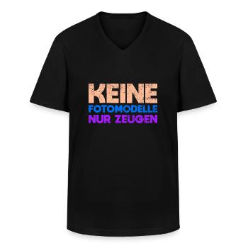 Keine Fotomodelle, Nur Zeugen - Männer-T-Shirt mit V-Ausschnitt - Schwarz - Vorne - AI Model Male 178 dark (178cm)