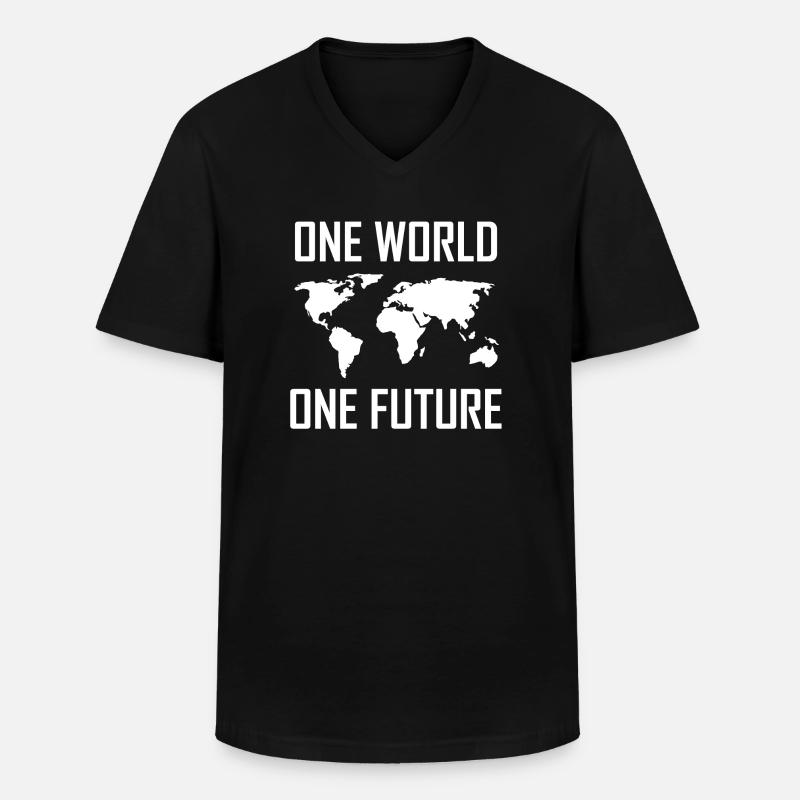 one world one future - Männer-T-Shirt mit V-Ausschnitt - Schwarz