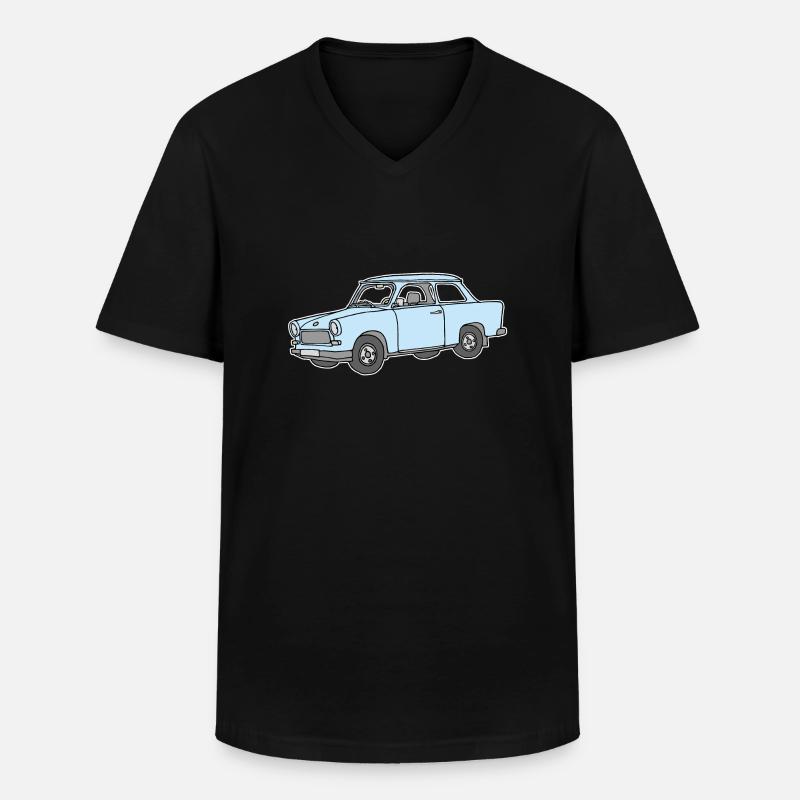 Hellblauer Trabi,  - Männer-T-Shirt mit V-Ausschnitt - Schwarz