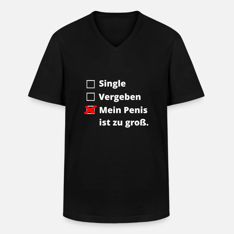 Penis zu groß - Männer-T-Shirt mit V-Ausschnitt - Schwarz