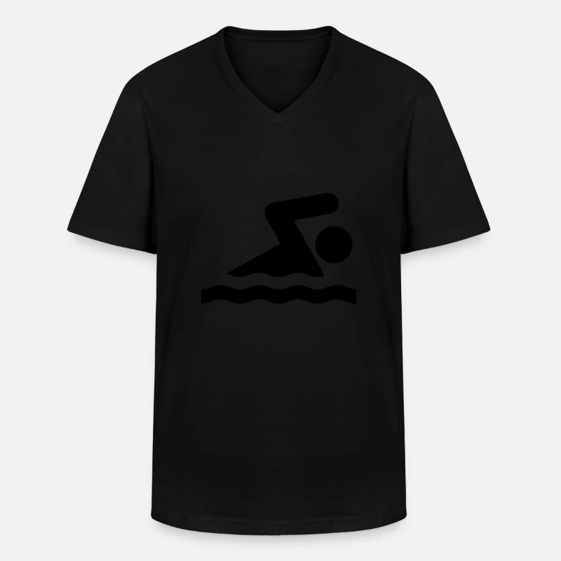 Schwimmen Schwimmer - Männer-T-Shirt mit V-Ausschnitt - Schwarz