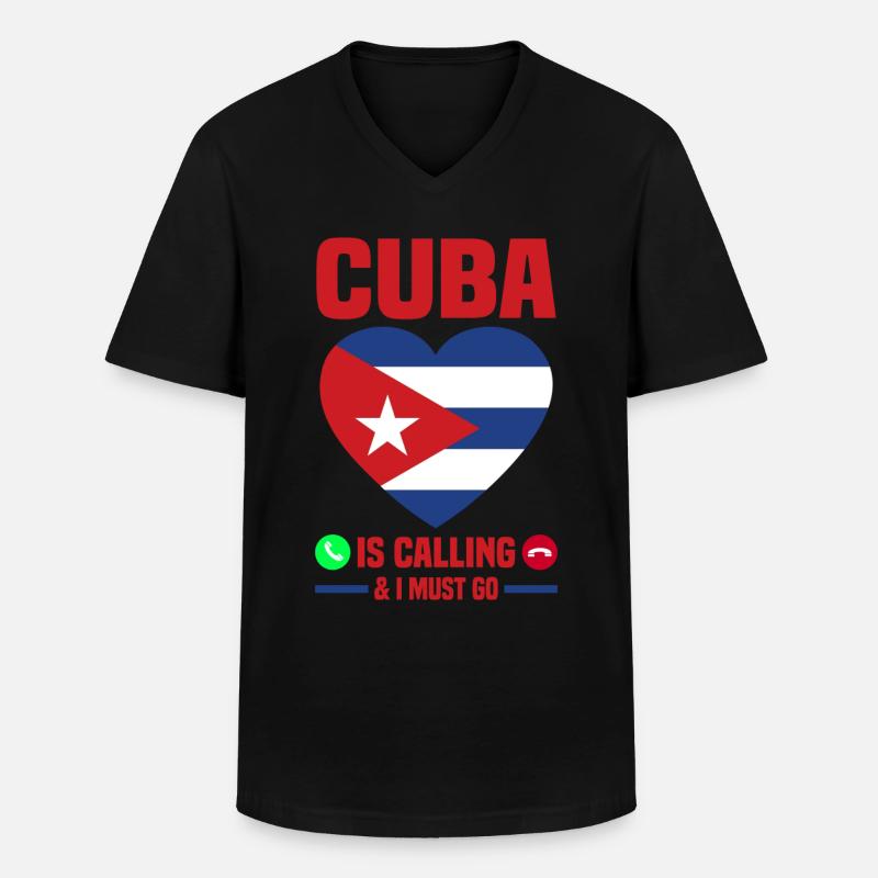 Kuba - Männer-T-Shirt mit V-Ausschnitt - Schwarz