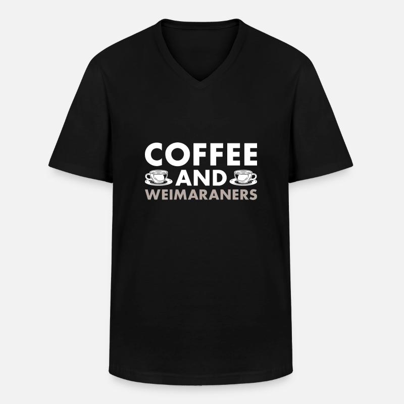 Coffee And Weimaraner - Männer-T-Shirt mit V-Ausschnitt - Schwarz