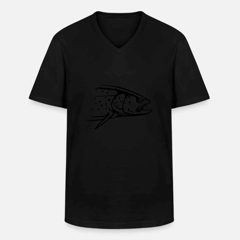 Forelle - Männer-T-Shirt mit V-Ausschnitt - Schwarz