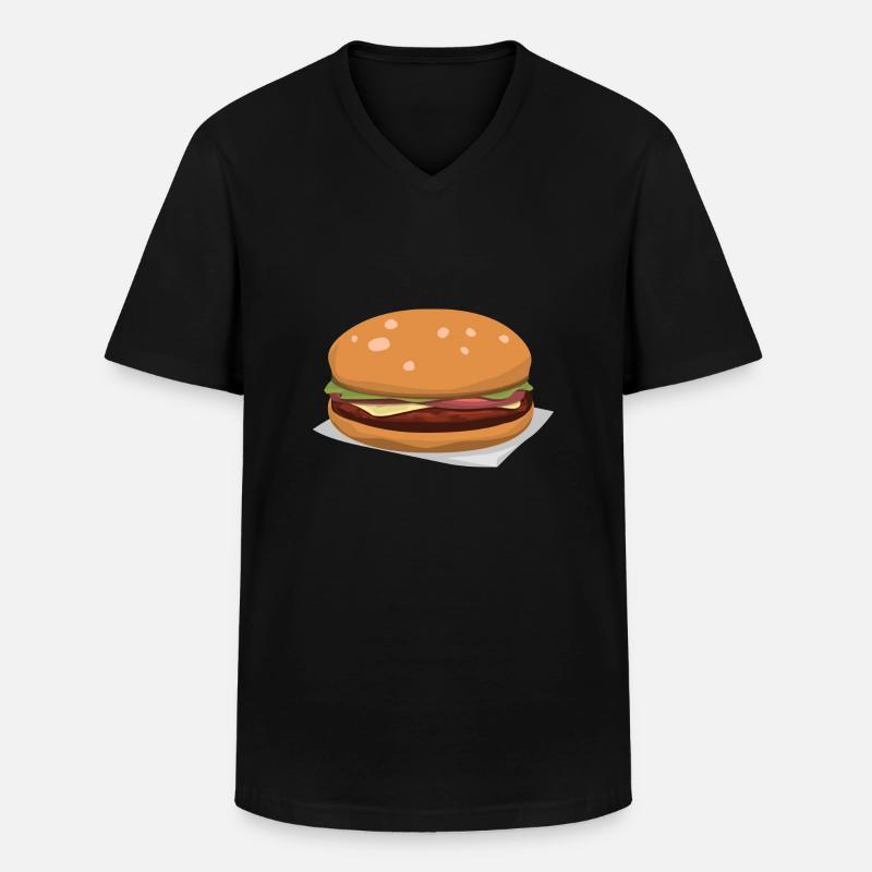 Leckerer Hamburger - Männer-T-Shirt mit V-Ausschnitt - Schwarz