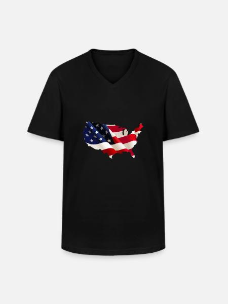 United States - Men's V-Neck T-Shirt - black