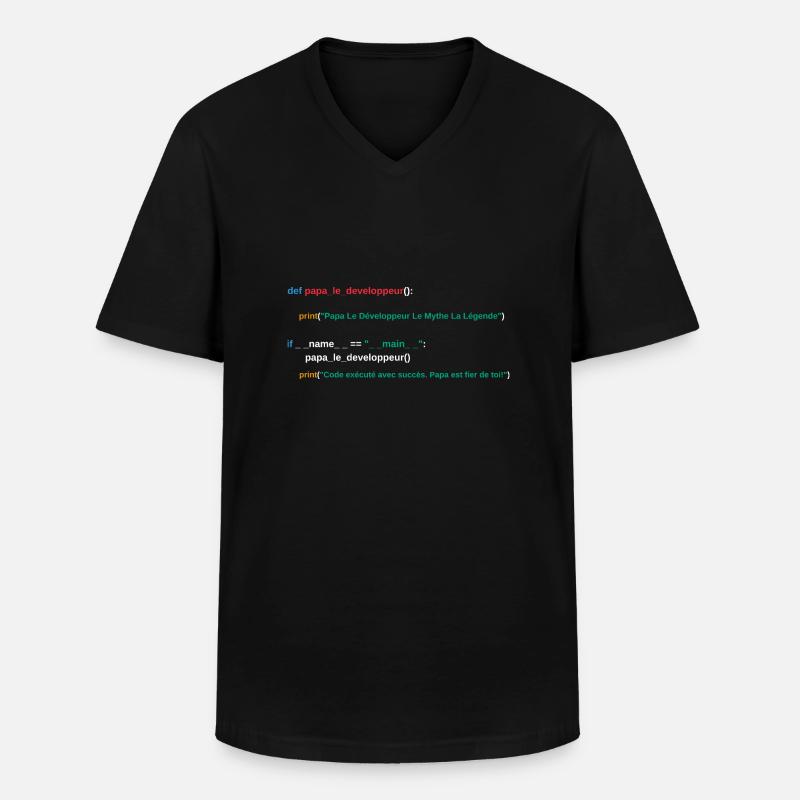 Code du programme Papa développeur - T-shirt col V Homme - noir
