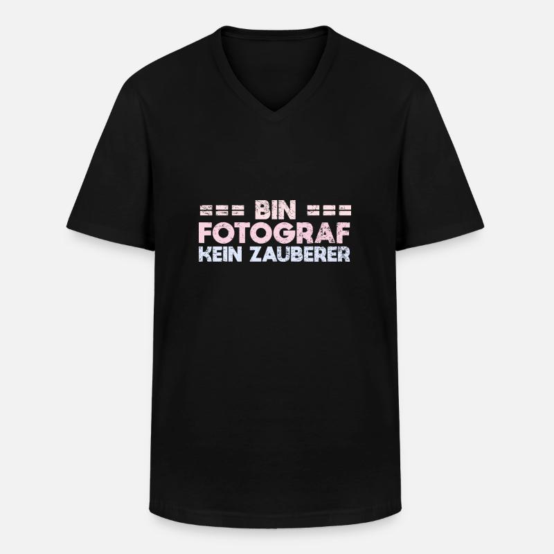 Bin Fotograf, Kein Zauberer - Männer-T-Shirt mit V-Ausschnitt - Schwarz