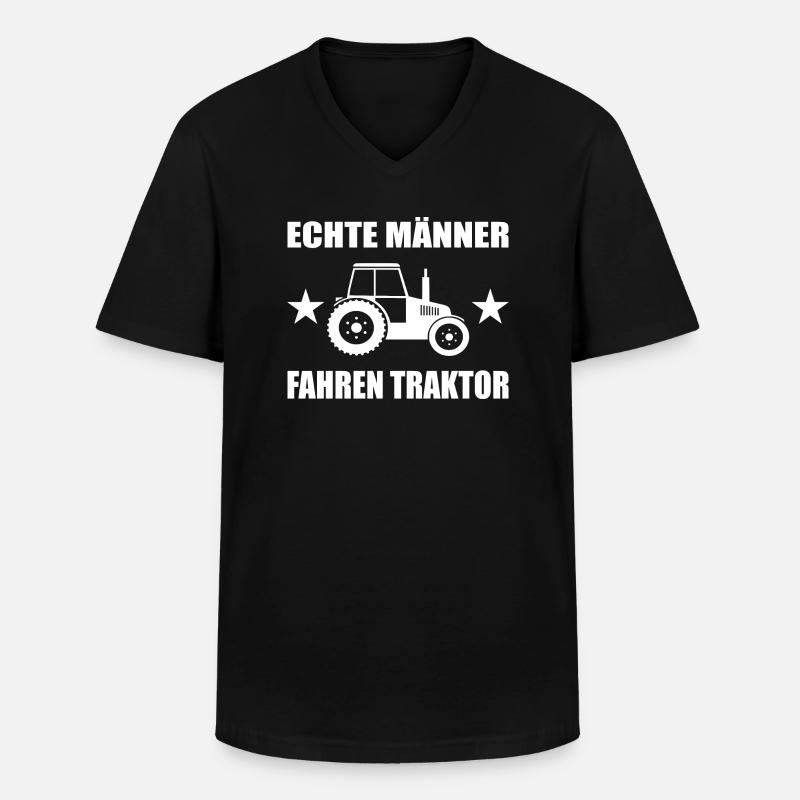 Traktor - Männer-T-Shirt mit V-Ausschnitt - Schwarz