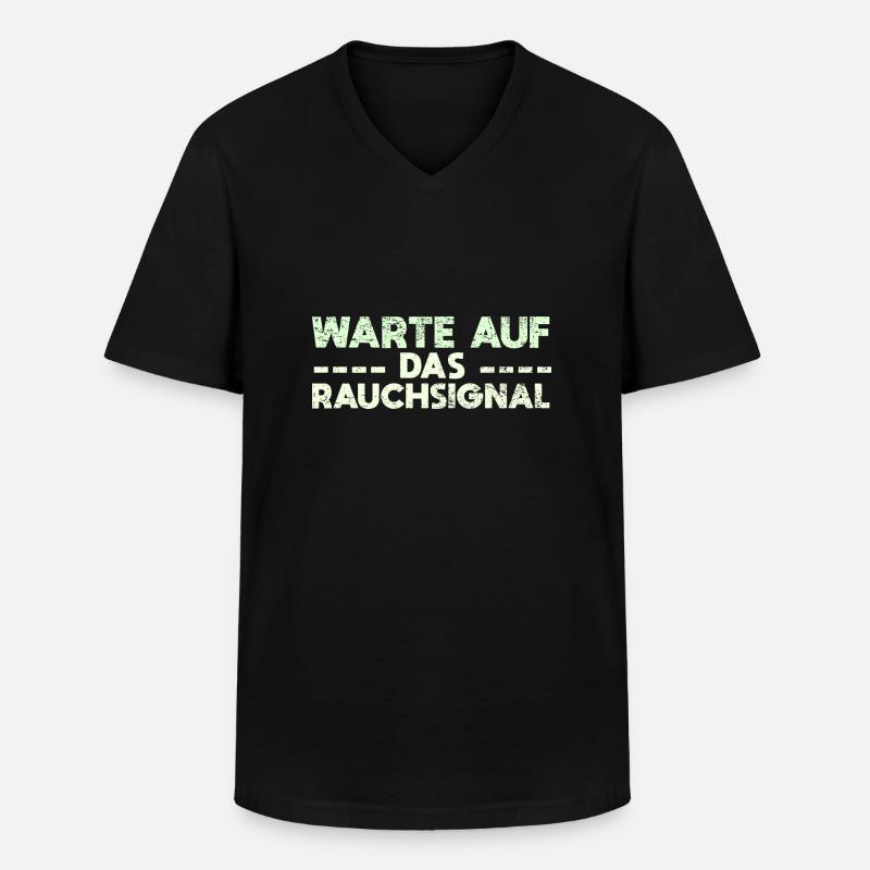 Warte Auf Das Rauchsignal - Männer-T-Shirt mit V-Ausschnitt - Schwarz