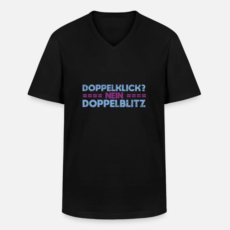 Doppelklick? Nein, Doppelblitz - Männer-T-Shirt mit V-Ausschnitt - Schwarz