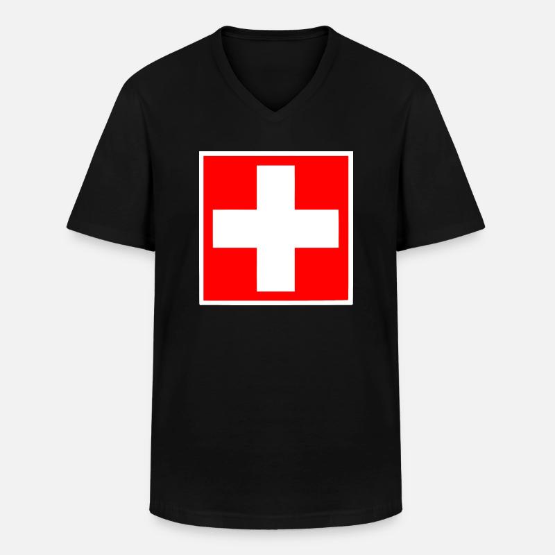 schweiz - Männer-T-Shirt mit V-Ausschnitt - Schwarz