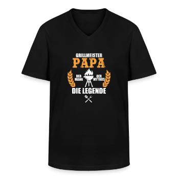 Papa der Grillmeister - Männer-T-Shirt mit V-Ausschnitt - Schwarz - Vorne - AI Model Male 178 dark (178cm)