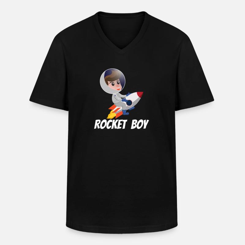 SPACE / ROCKET: Rocket Boy - Männer-T-Shirt mit V-Ausschnitt - Schwarz