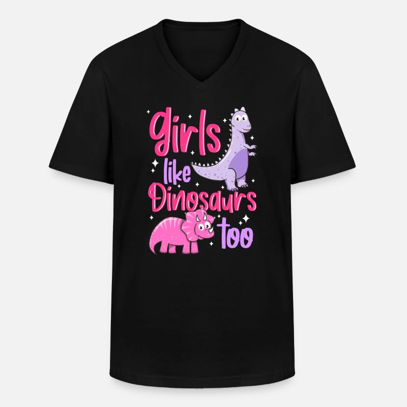 dino mädchen - Männer-T-Shirt mit V-Ausschnitt - Schwarz