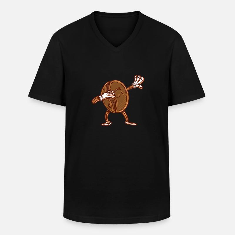 Lustiges Geschenk dabbing Kaffeebohne - Männer-T-Shirt mit V-Ausschnitt - Schwarz