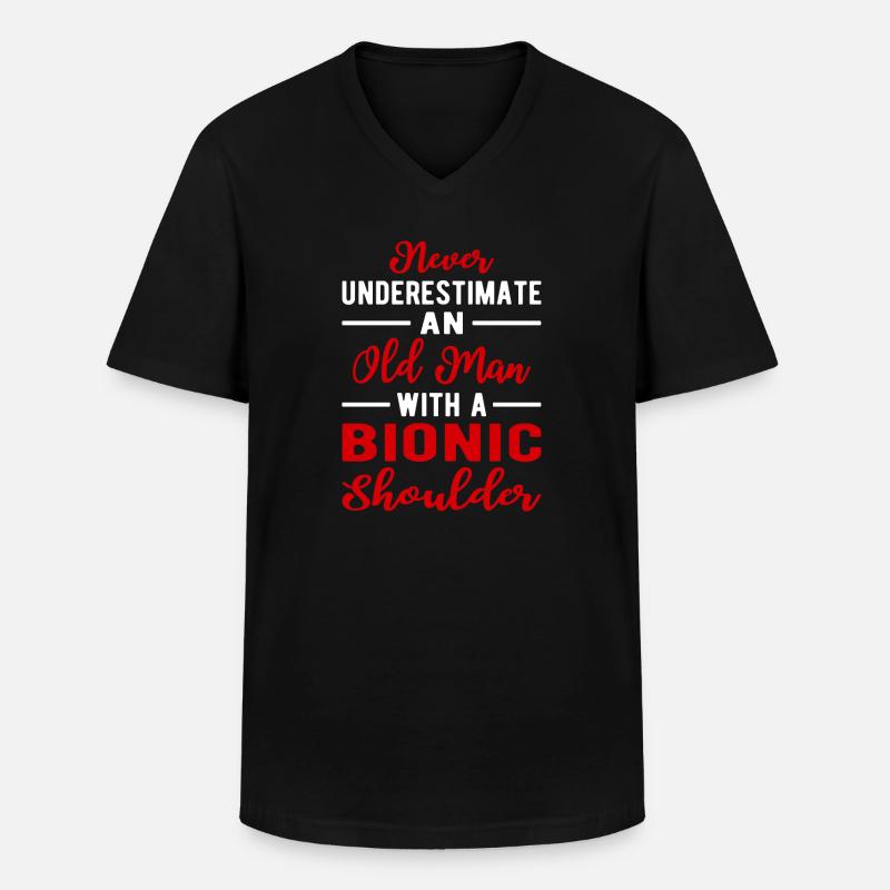 SHOULDER REPLACEMENT Bionic Shoulder - Männer-T-Shirt mit V-Ausschnitt - Schwarz