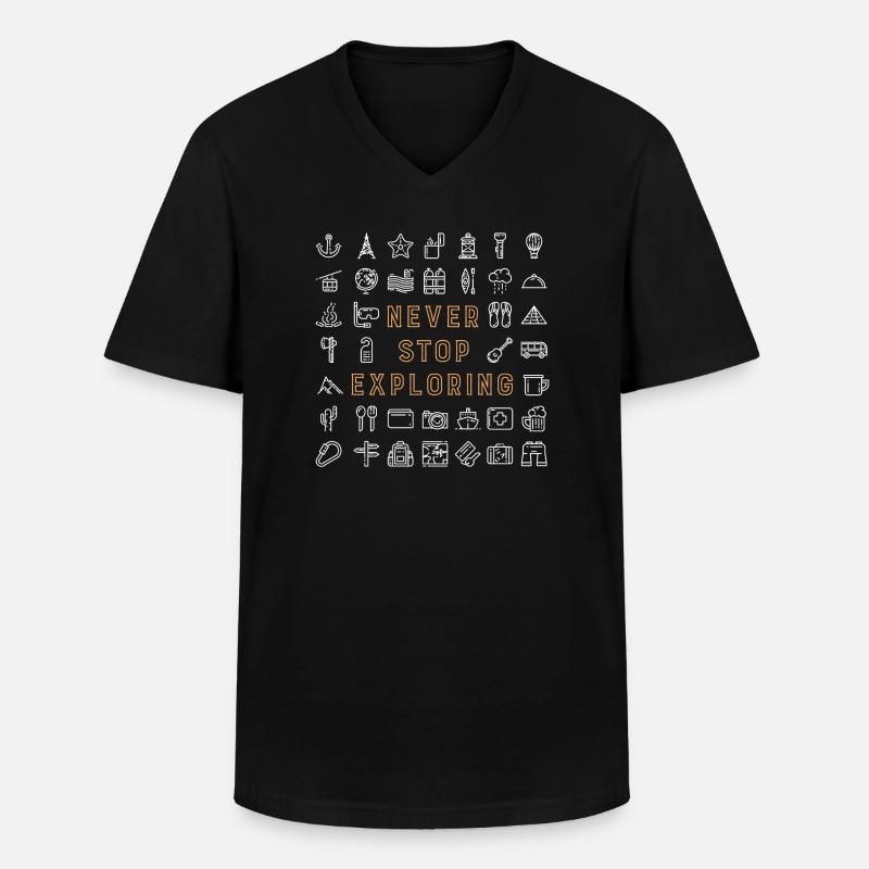 Never Stop Exploring - Männer-T-Shirt mit V-Ausschnitt - Schwarz