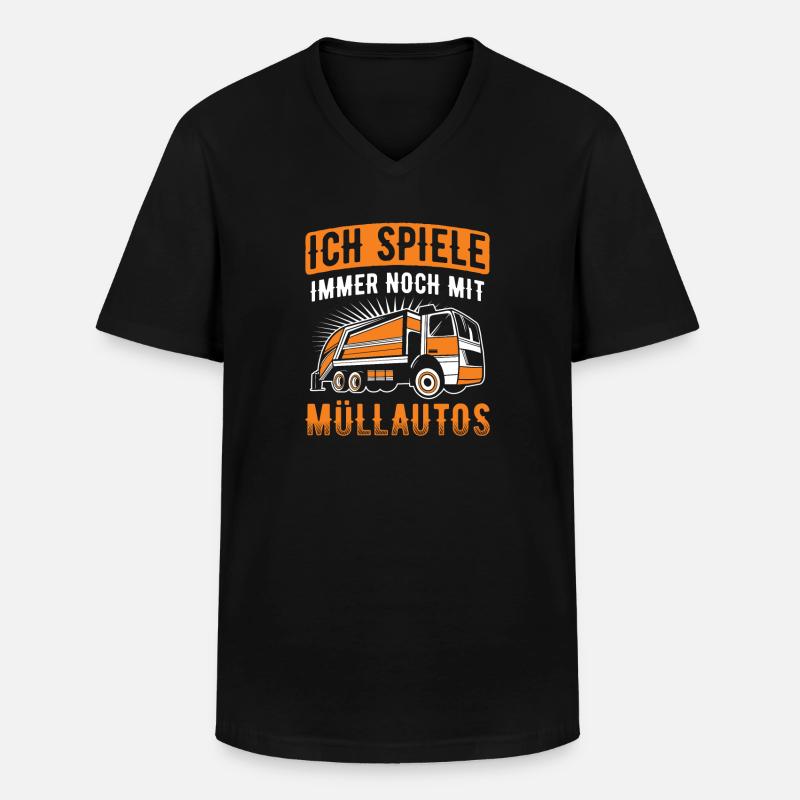 Müllmann Müllabfuhr - Männer-T-Shirt mit V-Ausschnitt - Schwarz