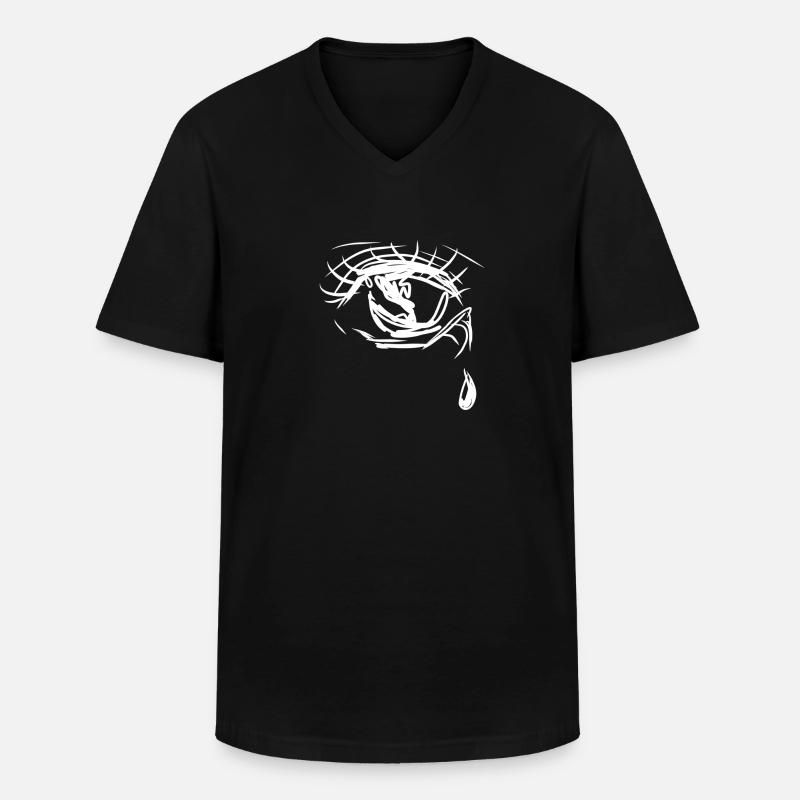 sad tear - Men's V-Neck T-Shirt - black