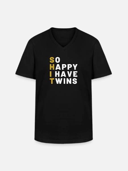 Twin Papa Twins Father Pregnancy - Men's V-Neck T-Shirt - black