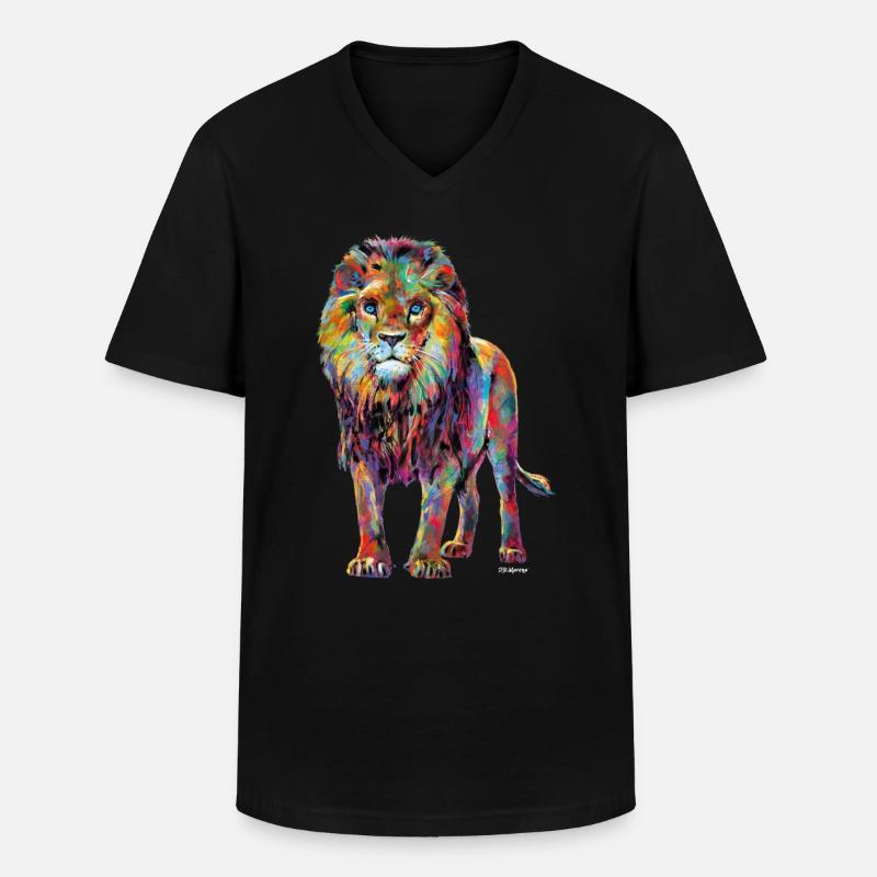 P.D. Moreno Löwe - Männer-T-Shirt mit V-Ausschnitt - Schwarz
