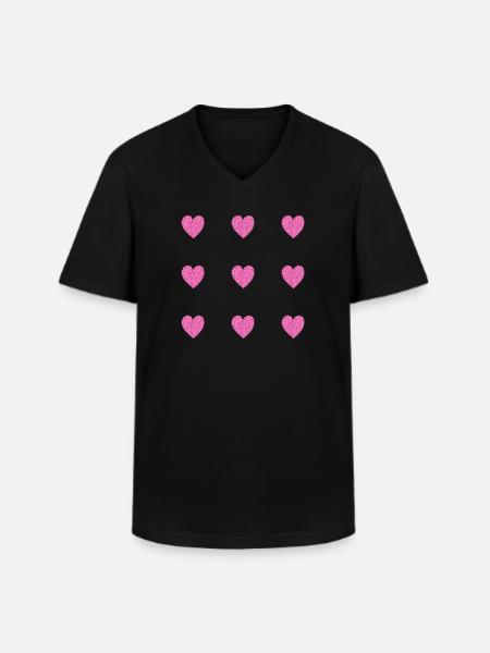 pink glittering hearts heart pattern - Men's V-Neck T-Shirt - black
