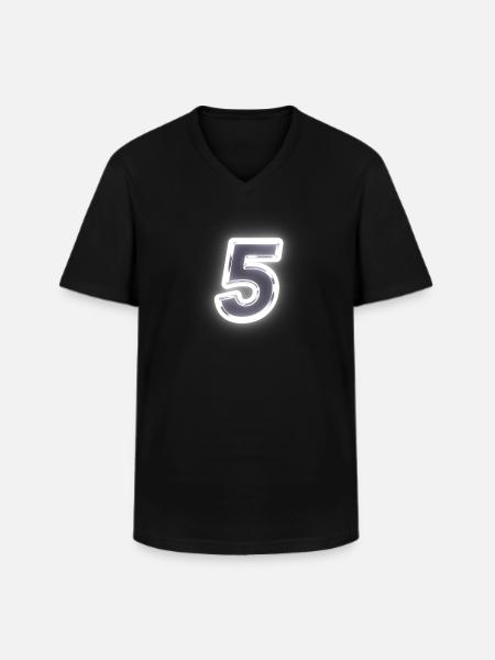 5 Number number luminous glowing - Men's V-Neck T-Shirt - black