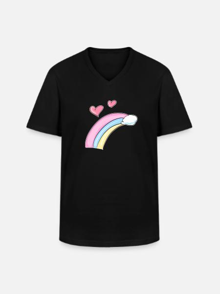 rainbow hearts cloud cartoon symbol - Men's V-Neck T-Shirt - black
