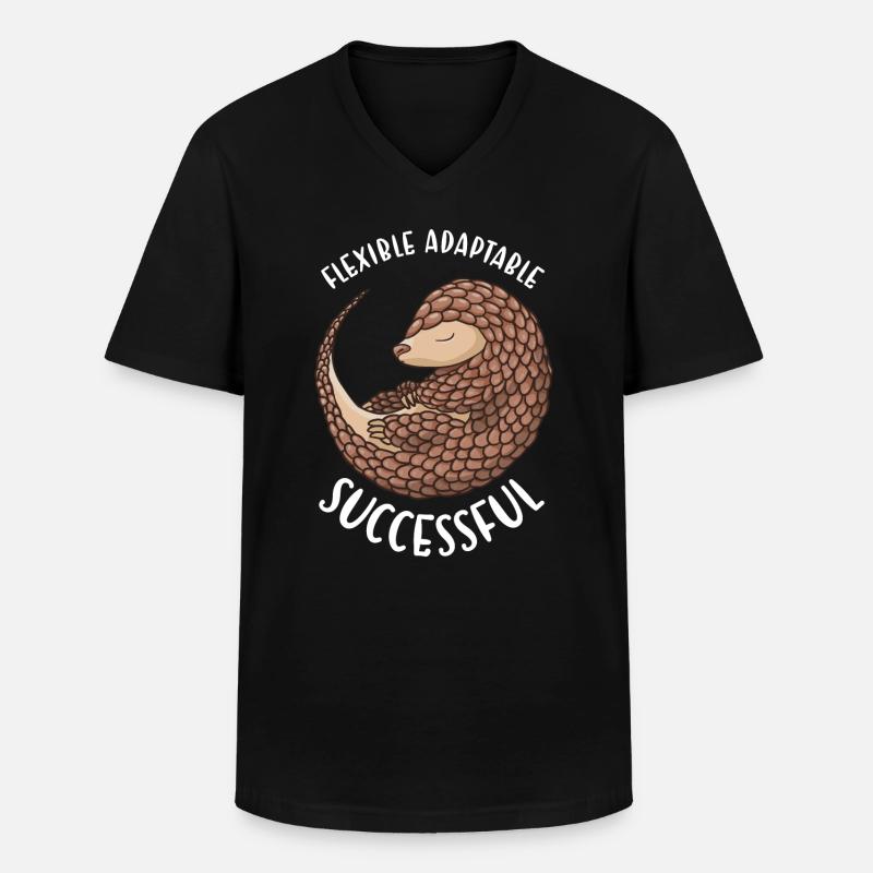 Flexible Adaptable Successful Pangolin - Men's V-Neck T-Shirt - black