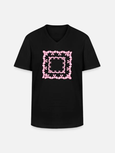 frame square square loop pink - Men's V-Neck T-Shirt - black